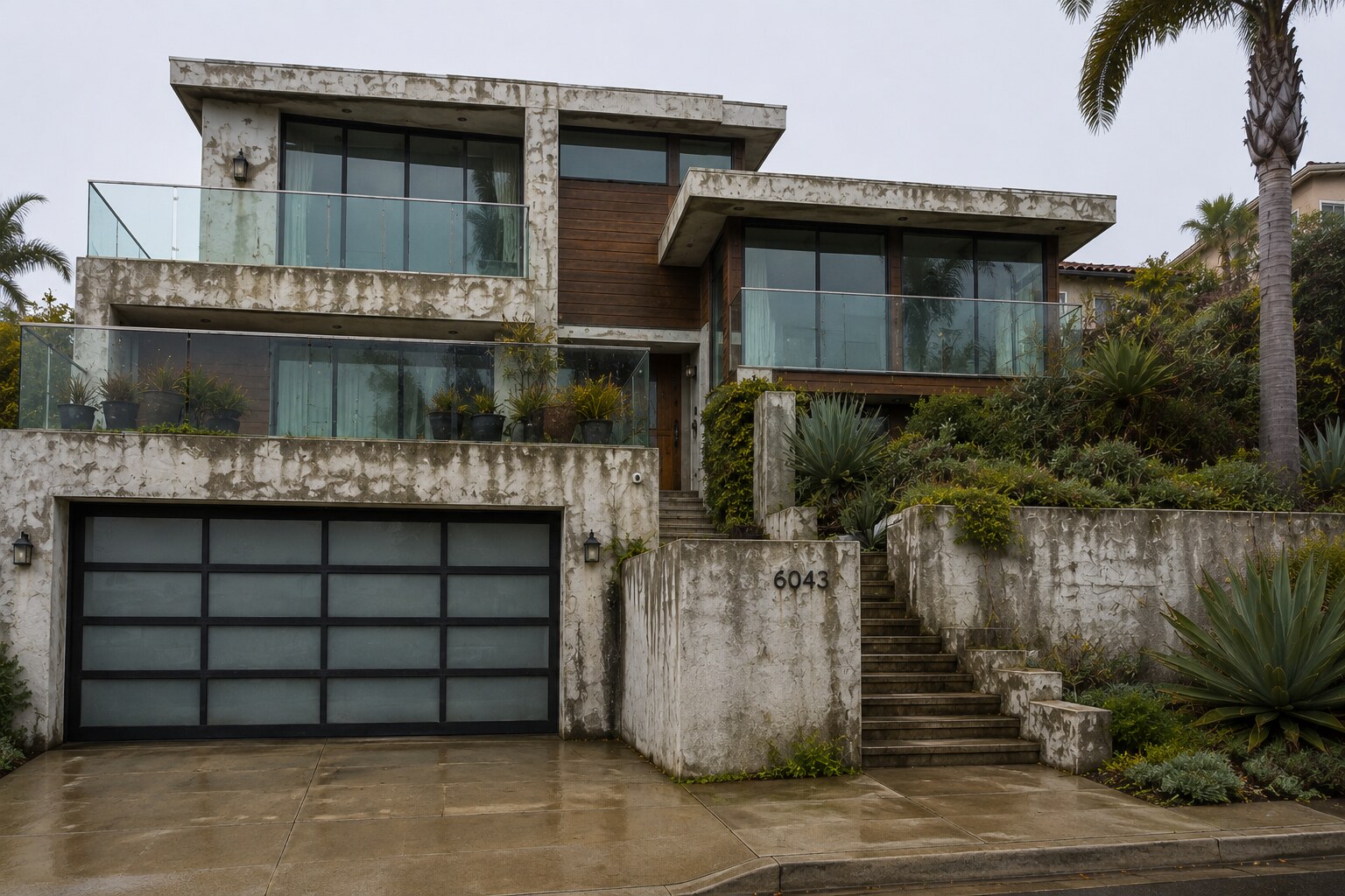 Before: exterior with visible staining and buildup